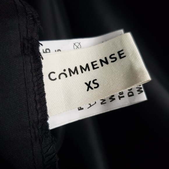 Shiny Black Satin Commense Flare Skirt Dress w Apron Front + Neck Ribbon - Picture 9 of 16